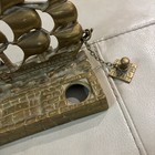 Vtg Antique Brass Desktop Inkwell Galleon Nautical Sailing Ship - Rare Find