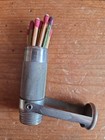 Antique 1900 s Nickel Brass Match Box Tube  marble s  By Gladstone Michigan Usa