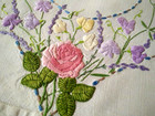  fairistytch  Rose sweetpea lavender Hand Embroidered Traymat centrepiece