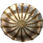 Solid Brass Vintage Pedestal Heavy Centerpiece Bowl Silver Gold Tone 14 5    India