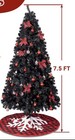 7 5 Ft Artificial Christmas Tree  Black With Red Ornaments And Led Lights