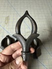 4 Beautiful Heavy  Floral Aged Bronze Look Solid Brass Curtain Rod Finials