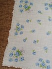 Vintage White With Blue Roses Design Cotton Handkerchief hankey 13x13