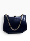 Rare Vintage Bienen Davis Black Gold Chain Shoulder Bag Structured Evening Purse