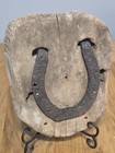 Antique Metal Horseshoe Tracked Into Wooden Barn Floor Slab Good Luck Ooak