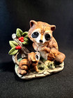 Vintage Raccoon Porcelain Statue Figurine  mom And Baby  Wildlife Figurine