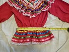 Mexican Ballet Folklorico Skirt Jalisco Ribbon Dance Costume Red Top