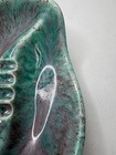 Vintage Turquoise Green Ceramic Leaf Ashtray Signed Sm 12 Oz