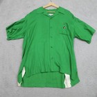 Vintage American Legion Bowling Shirt Men M Green Graphic Stitching Open Collar