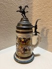 Vintage Lidded Stein Of Prince Carl Of Bavaria Fallen Soldier With Lithopane