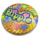 Vintage 70s Generation Hippie Pinback Button Psychedelic Flower Power Peace Sign