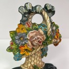 Antique Hubley Cast Iron Doorstop French Basket Of Flowers 2 Lb  10 Oz