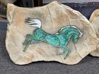 Set Of 2 Vtg Hagen Renaker Horse Wall Plaques Green   Blue Nice Condition Ds30