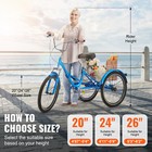 Foldable Adult Tricycle 24  7 Speed Adult 3-wheel Trikes Carbon Steel Blue