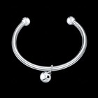 Womens 925 Sterling Silver Love Cuff Bell Pendant Ball End Bangle Bracelet  b228