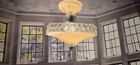 Antique 1930 s Peacock Eye Farmhouse Glass Ceiling Light Fixture Pendant 