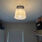 Restored Antique Vtg Art Deco Ceiling Light Skyscraper Semi-flush Schoolhouse