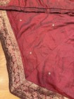 Elegant Burgundy   Gold Embroidered Christmas Tree Skirt     42    Round Silk