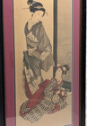 Beautiful Antique Japanese Woodblock Print  A Beauty With Attendant  Decor Gifts