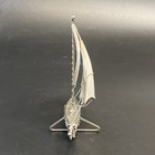 Stained Glass Sailboat 3d Free Standing 6  White Red Green Sails Suncatcher Boat