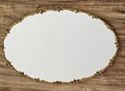 Antique Art Nouveau Gilt Bronze Filigree Rococo Rim Oval Mirror 21 x14 