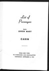 1954 Cunard Queen Mary Cruise Line Cabin Passenger List 9 8 To Cherbourg   Vgc
