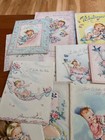 Lot Of 30 Vintage  Used Baby Shower  New Baby Greeting Cards Ephemera Crafts