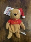 Disney Store Santa Pooh 8  Mini Bean Bag Plush Beanie W  Christmas Hat