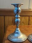 Vintage Pair Silver Web Pewter Weighted Candlestick Holders  6 75  Tall