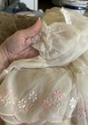 Vintage Lace Baby Girl Doll Dress Sheer Pink White Embroidered Flowers As-is