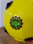 Antique Victorian Gwtw Yellow Cased Glass Jeweled Oil Lamp Shade Globe 8  
