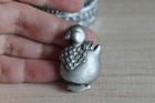 Vintage Designer Signed Ms Dee Pewter Duck Bird Figural Brooch Detailed 