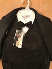 New  Weikexi Boys Classic Fit Tuxedo Suit 5 Piece Black Size 4