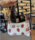 New C oach Cal62 Teri Shoulder Bag Handbag With Strawberry Print Outlet Products