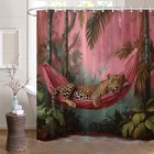 Pink Leopard Shower Curtain Set Stylish Animal Print Bathroom Decor