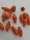 Vintage Bakelite Catalin Orange Turned Bead Lot 14 Acorn Shapes 18mm Tested