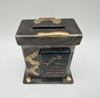 Gary Rosenthal Judaica Handcrafted Tzedakah Charity Box 3 5    Fused Glass   Metal