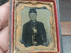Sny 9th Plate Tintype Civil War Soldier Armed Ornate Bowie Handle Half Case 