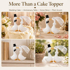Funny Goose Wedding Cake Topper  Bride And Groom Geese Couple Figurine  Playful