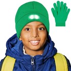  By Roq Innovation - Kids Beanie With Light   Glove Set - Green Hat glove Set