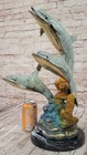 Hand Made Bronze Dolphin Sculpture Limited Edition Sealife Statue Lost Wax Decor