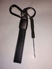 A Black And Chrome Honda Genuine Leather Keychain Ring Carabiner Car Truck Toy