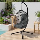 Foldable Hanging Egg Chair With Stand  Indoor outdoor Wicker Swinging Chair
