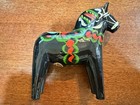 Vintage Swedish Wooden Dala Horse Black Hand Painted Carved - Nils Olsson 5 