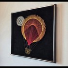 Vintage 1970s String Art Hot Air Balloon Sun Framed Mid Century Modern 19 x19 