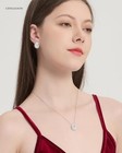 Cubic Zirconia Teardrop Earrings Necklace Bracelet 2 Set-white Gold Plated
