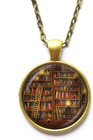 Vintage Library Necklace   Librarian Pendant  books Jewelry   Writer  teacher  