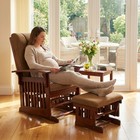 Glider Rocking Chair Nursery With Ottoman Smooth Rocking Motion Brown Cushion