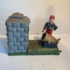 Vintage Cast Iron Coin Firing Cannon  Artillery Coin Bank  Reproduction  Works 