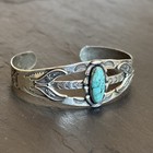 Bell Trading Post Harvey Era Vintage Sterling Silver Turquoise Cuff Bracelet